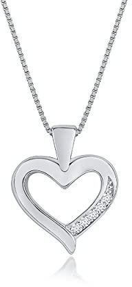 DANIEL CLIFFORD 'Liliana' Damen Halskette Silber 925 mit Anhänger Herz, filigrane Herzkette Sterlingsilber & Zirkonia, 45cm Silberkette Herzanhänger
