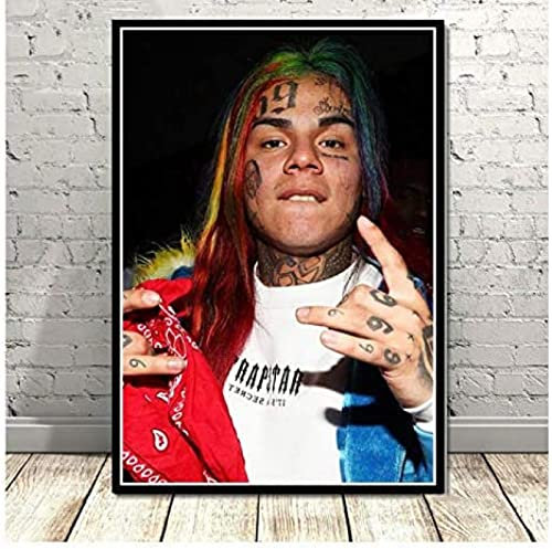 Poster Tekashi69 6Ix9Ine Rapper Musik Sänger Star Poster Leinwand Malerei Kunst Wandbilder Home Decor 50X70Cm Kein Rahmen