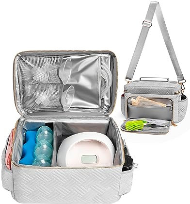 Flyangle EliteMom Breast Pump Tote Bag (Patent Pending) - Stylish Pumping Bag with Shoulder Strap, Compatible with Spectra S1 S2 Gold & More with Cooler for Working Moms