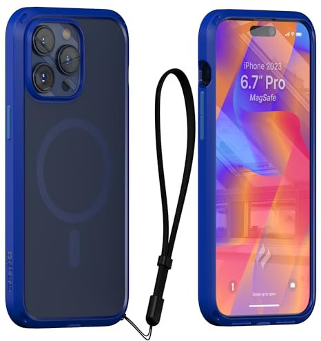 Catalyst Influence Case for iPhone 15 Pro Max, Wireless charging compatible, Drop Proof, Anti Fingerprint, Raised Edges, Anti scratches, 30% Louder Audio, Lanyard Included - Atlantic Blue