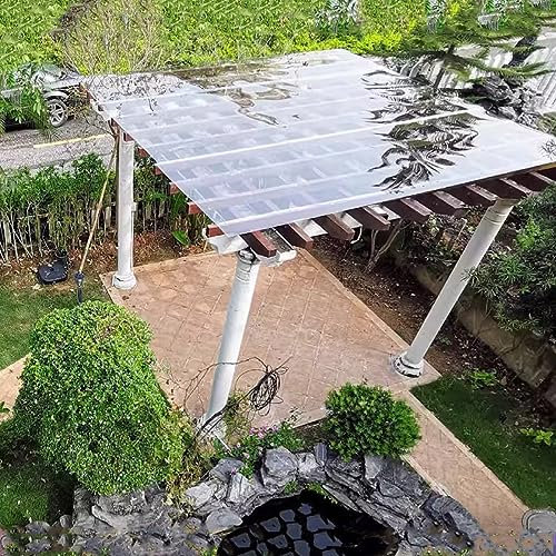 Polycarbonat Platten Klare Gewächshausplatte Transparent Wasserdicht Dachpaneele,Regenfest Dachplatten,Überdachung,UV-beständigen,Vordach für Garten Carports,mit Schrauben,Anpassbar (1x1m)