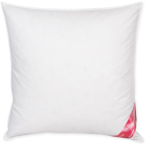 Künsemüller Kopfkissen 80x80cm mit 70% Gänse-Federn & 30% Daunen, Kissen mit feinem Baumwollbezug, Allergiker geeignet & waschbar, OEKO-TEX 100, Kissen mit leichter Stützkraft, Füllgewicht: 900g