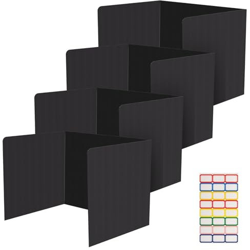 Ayuanb 4 Pack Trennwand Schreibtisch, 42 x 36 x 34,5 cm Schwarz Lernbüro Schreibtisch Trennwand für Studenten, Sichtschutz Schreibtisch Trennwand, Sichtschutz Schule Lernbüro, Tisch Trennwand