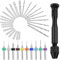 Swpeet 57 Stück Handbohrer Set enthalten Pin Vise Handbohrer, 46 Stück Spiralbohrer und 10 Stück Mini-Bohrer Sortiment Kit, PCB Holzbearbeitung Hand Mini-Bohrer für Harz Walnuss (0,1-1mm Farbe Bits)