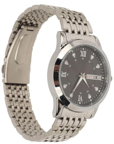 VGEBY Armbanduhr für Herren, Quarz, Tag und Datum, Wasserdicht, Lässig, Luxuriös, Leuchtend, Modische Kleideruhr mit Legierungsarmband für Unternehmen (Silber schwarz)