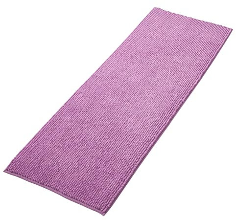 Decomira Badematte rutschfest | Als Badteppich Set kombinierbar | Badezimmer-Teppich Bad-Vorleger waschbar aus Chenille | Duschvorleger für Dusche, Badewannen, WC Deko | Lila - 50x150 cm