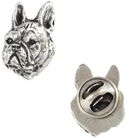 Art-Dog Unikate Silber Hund Anstecknadel - Versilbert Handmade - Broschen Frauen - Lustige Pins - Silber Brosche Schmuck - Französische Bulldogge II – 2,2x1,7x3cm
