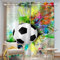 WEQEER Fußball Vorhänge Verdunkelungsvorhang Schlafzimmer Fußball Gardine Blickdicht 3D-Druck Sport Fußball Gardinen Mit Ösen Für Jungen Kinder (7,183×160BxH (91.5×160cm×2))