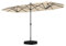 COSTWAY Grand Parasol de Jardin Exterieur avec Pied, 400 x 200 cm, Parasol Double XXL avec LED Solaire et Manivelle, 8 Personnes, Toile en Polyester, pour Terrasse, Patio, Piscine (Beige)