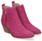 83832 Botines de Tacon Campero para Mujer Primavera Verano Elegantes y Comodos, Diseno Perforado con Doble Cremallera Lateral con Fleco, Ideal para Cualquier Ocasion. Fucsia Talla 38
