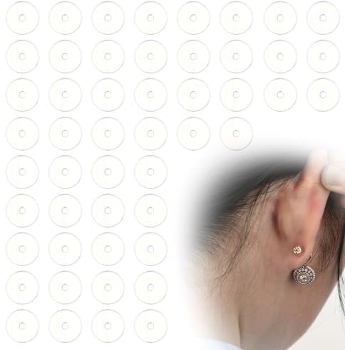 JJUNW 50 Stück Anti Wildfleisch Piercing Disc, 7x1,2mm Silikon Ohrring Stopper Transparentem Ohrring, Ohrstecker Verschluss Clear Disc Pads Verschluss Piercing Discs für Ohrringe Stabilisierende