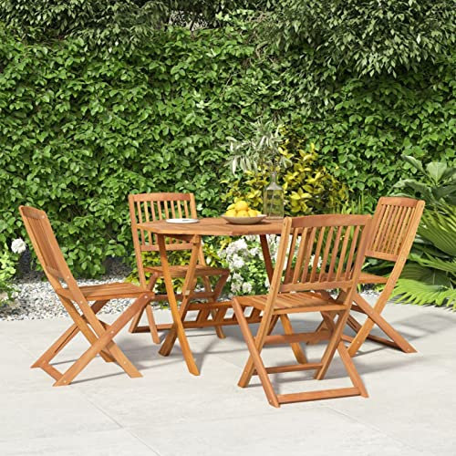Faroom Gartenmöbel Set Holz 4+1-4 Hochlehner Stühle Verstellbar & klappbar mit Tisch Wetterfest Akazie Garten Sitzgruppe Garten Terrassenmöbel-Set Sitzgarnitur Garten-Essgruppe 90 x 75 cm