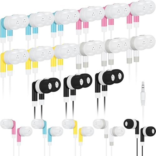 Kigeli 15 Pack Kids Bulk Earbud Headphones for Classroom Student Wired Headphones in-Ear Earbud 3.5 mm Disposable Earphones Set for Kids Adult Class School Library Laptop