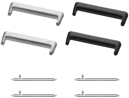 kwmobile Adaptateur de bracelet compatible avec Huawei Watch Fit 3 / Fit 4 adaptateur bracelet - 4x connecteur 20 mm largeur - argenté-noir