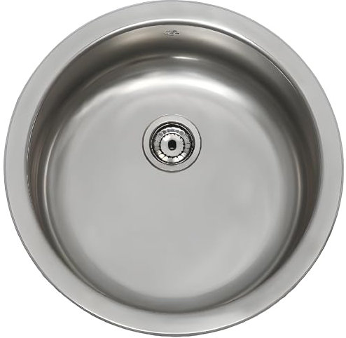 GALYON Fregadero de Acero Inoxidable FI LUJO 1S 46 Redondo Bajo Encimera – Elegante y Resistente con Válvula de Cesta y Rebosadero Lineal.