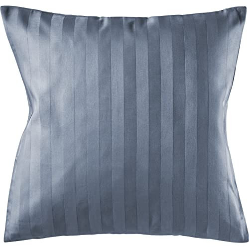 Pure Label Mako Satin Damast Streifen Kissenbezug 40x40 cm aus 100% Baumwolle in dunkelblau| Traumhaft weiches Deko Kissen passend zu unseren Bettwäsche Sets