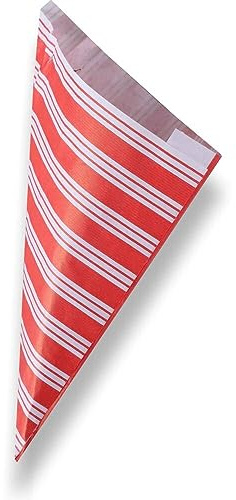 Spitztüte 125 g mit roten Streifen aus Kraftpapier 19 cm lang, 1000 Stück