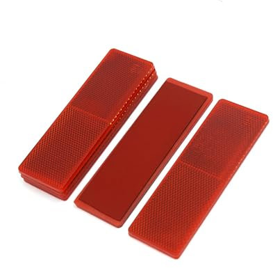 Partuto Red Reflective Plate Sticky Reflector 14.5cm Long w/o Holes 5 Pcs Replacement