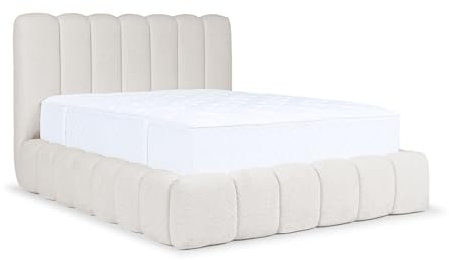 MEBLINI Carlos Polsterbett 180x200 mit Lattenrost und Matratze - Bubble Bett - Cloud - Marshmallow Bed - Kopfteil Bett mit Stauraum - Betten - 180x200 - Weiß Milch Boucle/H3