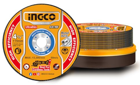 INGCO 25 dischi da taglio Ø 115 mm, 115 x 1,0 mm disco da taglio, disco tagliato per smerigliatrice angolare MCD11011525