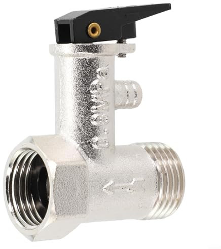 Sandyseptember Valvola di sicurezza regolabile in ottone per scaldabagno elettrico Valvola di sicurezza per sistema idrico della caldaia Max 1/2 DN15 Argento