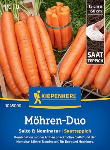 Kiepenkerl Möhren-Duosamen Salto & Nominator 1045000 - Schnell wachsende Möhrensamen, ideal für Hochbeete & Töpfe, resistente Karotten Samen, Saatteppich