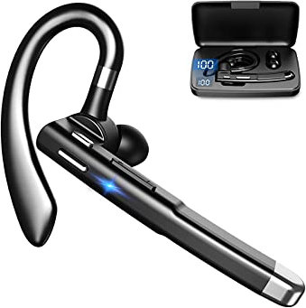 JUNJIEUNVO YYK-520 - Auricolari Bluetooth con 500 ore in standby, custodia di ricarica LED, microfono rotante a 270 gradi, adatto per affari/ufficio/guida, compatibile con Android/iPhone