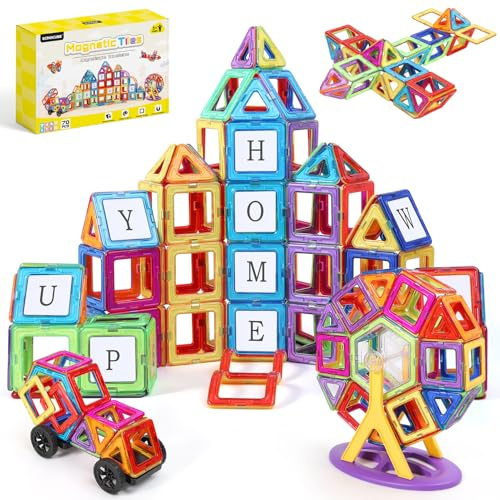 ECHOCUBE Magnetic Building Blocks Set 70PCS - Educational Magnet Tiles mit Hellen Farben, Kinder Construction Toys für Jungen und Mädchen, STEM Lernen Geschenk-Box