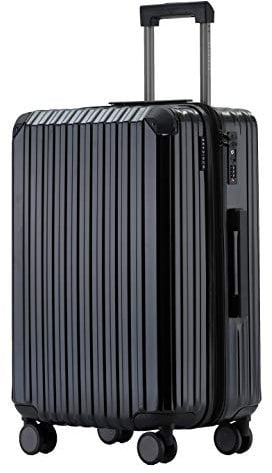 Münicase M816 TSA-Schloss Koffer Reisekoffer Trolley Kofferset Hardschale Boardcase (Black, Großer Koffer)