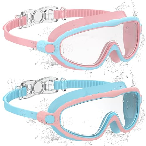 Ambienden 2 Pcs Gafas Natación Niño, Antivaho UV, Visión Clara, Silicona