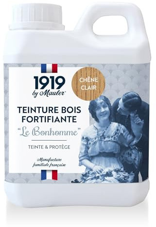 1919 by MAULER - Teinture Bois Fortifiante Le Bonhomme - Chêne Clair 2,5L - Teinte + Protège - Meubles & Bois Intérieur - Finition Haute Résistance - Fabrication Française