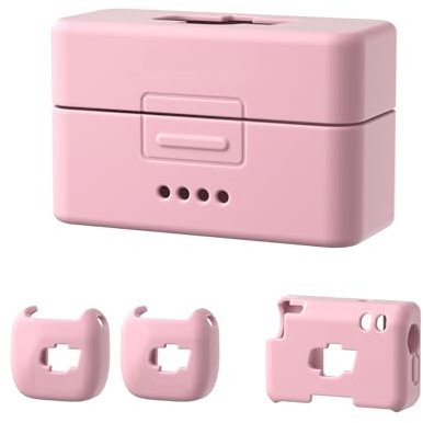 Funda protectora portátil de silicona para mini micrófono DJI MIC, color sólido, a prueba de golpes, impermeable, funda protectora de micrófono inalámbrico (2 TX+1 RX Set rosa)