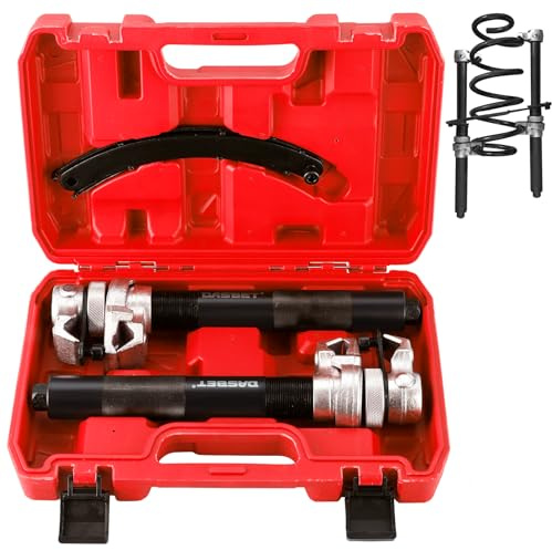 DASBET Coil Spring Compressor Coil Spring Clamps Strut Spring Compressor | Coil Strut Spring Compressor Clamps Tool Set with Safety Guard - 2200lb Capacity - 11in Jaw Opening, Red