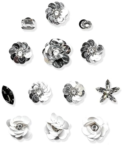 SANTUO Croc Charms 13Pcs | Crystal Rhinestone Bling Flower Croc Charms, Shoes Decorations Ideal for women Fits Party Wedding Birthday Daily Occasion