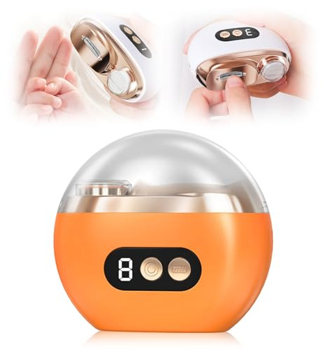 Elektrischer Nagelknipser, 2026 Neu 3 in 1 Multi-functional Electric Nail Trimmer, Elektrische Nagelfeile Polieren mit LED 3 Gesch- Ultraleise Electric Nail Clippers für Kinder Erwachsene (Orange)