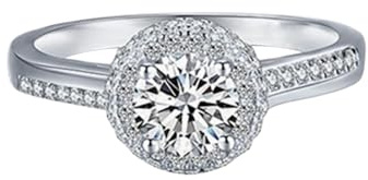 Freundschaftsringe Dünn, Wedding Ring Runden mit Moissanit 9K Weißgold Größe 61 (19.4)