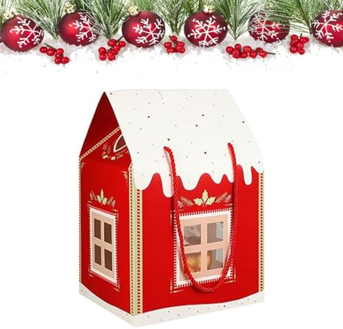 Weihnachtswunderland-Container Geschenkkartons, 3D-Popup-Weihnachts-Haus-Leckereientüten mit Griff, Papier-Süßigkeiten- und Keksboxen for Feiertagsfeste, Mitgebseltüten & Festliche Dekorationen