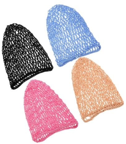 4 Stück-pack Haarnetze für Frauen, Gehäkelte Schlafmütze aus Polyester