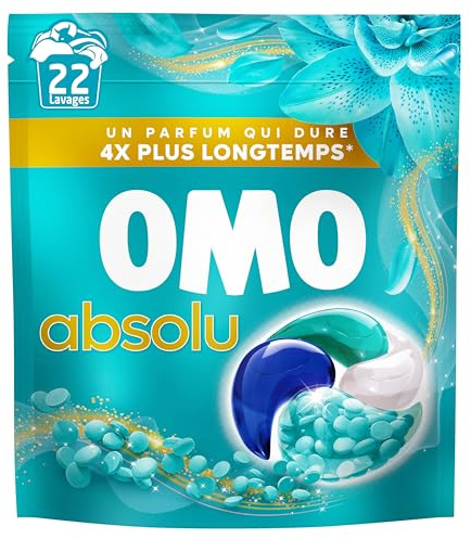 OMO Lessive Liquide Capsules Absolu Fraicheur Insolente, 30 Lavages | Eucalyptus et Zeste d'Agrumes, Lessive capsules aux perles booster de parfum, Parfum frais longue durée, propreté impeccable