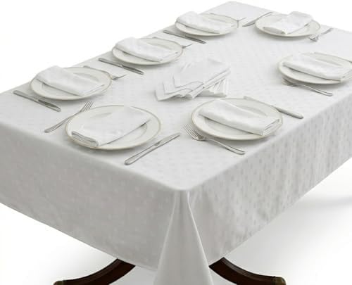SalGiu Tovaglia con Tovaglioli Servizio da Tavola Set Completo Tinta Unita Elegante (Bianco, 12 Posti)
