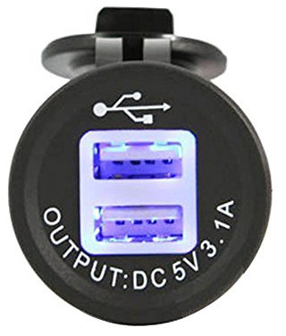 USB de 2 Puertos, para Coche, Caravana, Barco o Motocicleta, de 5 V y 3,1 A, Adaptador de 12 V o 24 V, para teléfono móvil o navegador GPS, con Cubierta Antipolvo e Impermeable