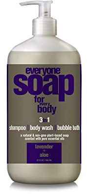 Everyone 3-in-1 Soap: Shampoo, Body Wash, and Bubble Bath, Lavender and Aloe, 32 Ounce