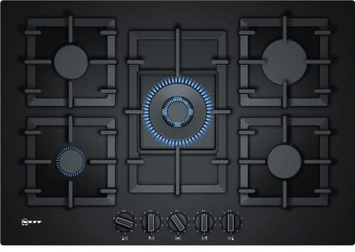 Neff N70 75cm 5 Burner Gas on Glass Gas Hob - Black