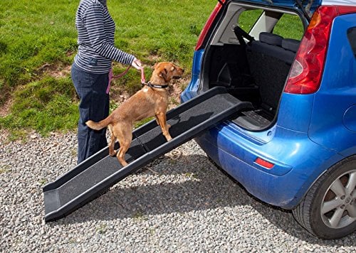 Plastic Folding Dog Ramp, Black, 156cm x 40cm x 10cm, Can Carry Up To 90kg (200lbs)