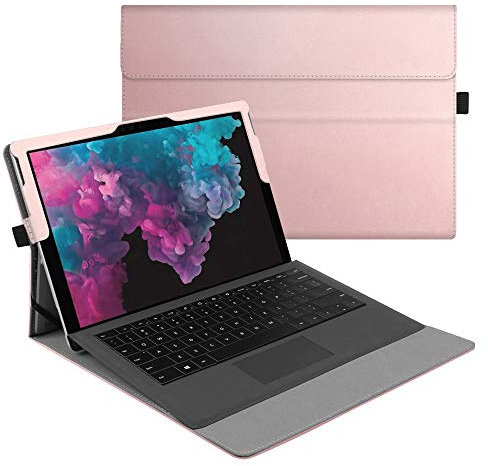 FINTIE Case for Microsoft Surface Pro 7+/7/6/5/4/3-12.3 Inch Multi-Angle Viewing Portfolio Cover, Compatible with Type Cover Keyboard, Rose Gold