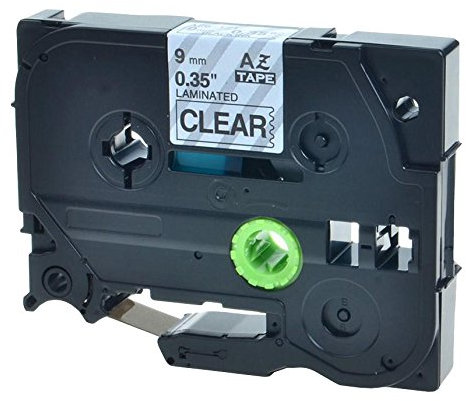 Compatible Label Tape Replacement for Brother Label Tape AZe-121 9mm Laminated Adhesive Black On Clear Cassette