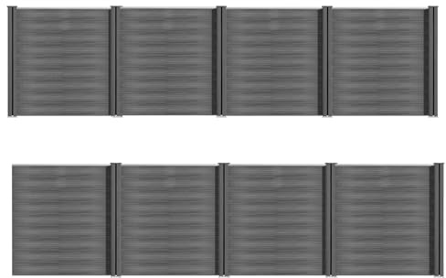 S SIENOC WPC Zaun WPC-Zaun180x1406cm Bildschirm-Zaun Garten Zaun | Terrace (8X Element + 9X Pfosten, Grau)
