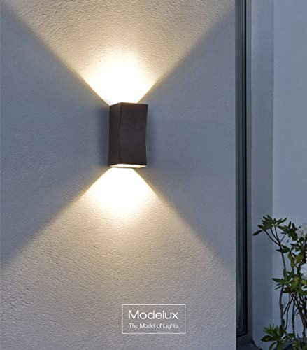 LED Outdoor wandleuchte Anthrazit 10W 3000K Up and down light Wandlampe für Villa Garten Korridor Balkon Hof Haus Eingangs Treppe Terrasse zaun Villa Dekoration Wandbeleuchtung 10.5 * 9.2 * 20 cm