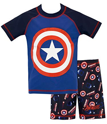 Marvel Jungen Zweiteiliger Badeanzug Captain America Blau 140