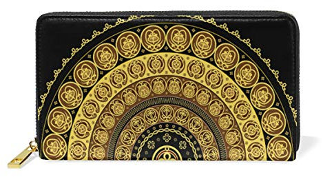 BKEOY Porte-Monnaie en Cuir véritable avec Fermeture éclair et Ornement Rond